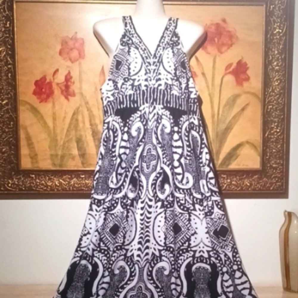 New Black and White Summer Dress XL